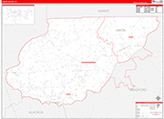Union County Wall Map Red Line Style