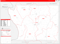 Union County Wall Map Red Line Style