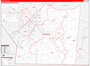 Union County Wall Map Red Line Style