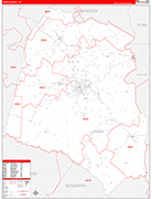 Union County Wall Map Red Line Style