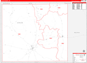 Uvalde County Wall Map Red Line Style