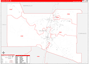 Valencia County Wall Map Red Line Style