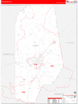 Vance County Wall Map Red Line Style