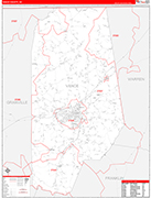 Vance County Wall Map Red Line Style
