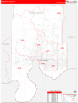Vanderburgh County Wall Map Red Line Style