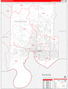 Vanderburgh Wall Map Red Line Style