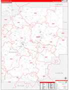 Venango Wall Map Red Line Style