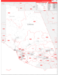 Ventura County Wall Map Red Line Style