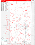 Vermilion County Wall Map Red Line Style