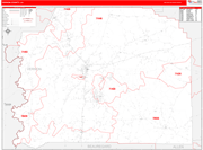 Vernon County Wall Map Red Line Style