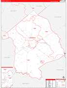 Victoria County Wall Map Red Line Style