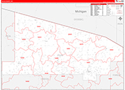 Vilas Wall Map Red Line Style