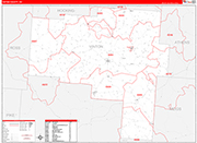 Vinton County Wall Map Red Line Style