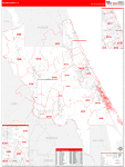Volusia Wall Map Red Line Style