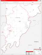 Wabash County Wall Map Red Line Style