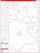 Wabash Wall Map Red Line Style