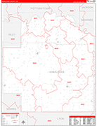 Wabaunsee County Wall Map Red Line Style