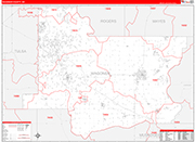 Wagoner County Wall Map Red Line Style