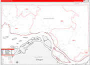 Wahkiakum Wall Map Red Line Style