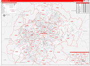 Wake County Wall Map Red Line Style