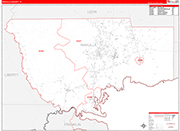 Wakulla County Wall Map Red Line Style