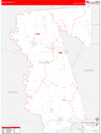 Waller County Wall Map Red Line Style