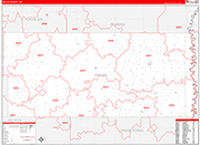 Walsh Wall Map Red Line Style