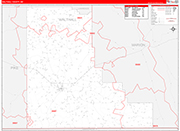 Walthall County Wall Map Red Line Style