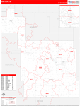 Ward County Wall Map Red Line Style