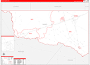 Ward County Wall Map Red Line Style