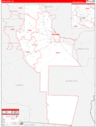 Ware County Wall Map Red Line Style