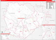 Warren County Wall Map Red Line Style