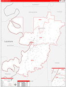Warren County Wall Map Red Line Style