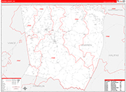 Warren County Wall Map Red Line Style