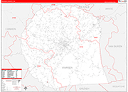 Warren County Wall Map Red Line Style