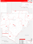 Warrick County Wall Map Red Line Style