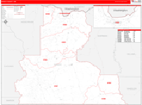 Wasco County Wall Map Red Line Style
