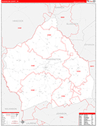 Washington County Wall Map Red Line Style