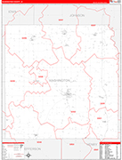 Washington County Wall Map Red Line Style