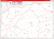 Washington County Wall Map Red Line Style