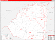 Washington County Wall Map Red Line Style