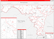 Washington County Wall Map Red Line Style