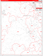 Washington County Wall Map Red Line Style