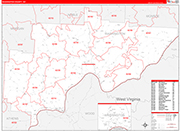 Washington County Wall Map Red Line Style
