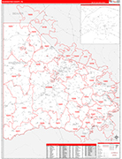 Washington Wall Map Red Line Style