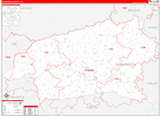 Washington County Wall Map Red Line Style