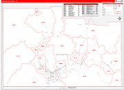 Washington County Wall Map Red Line Style