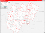 Washington County Wall Map Red Line Style