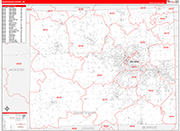 Washtenaw County Wall Map Red Line Style