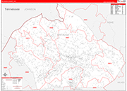 Watauga County Wall Map Red Line Style
